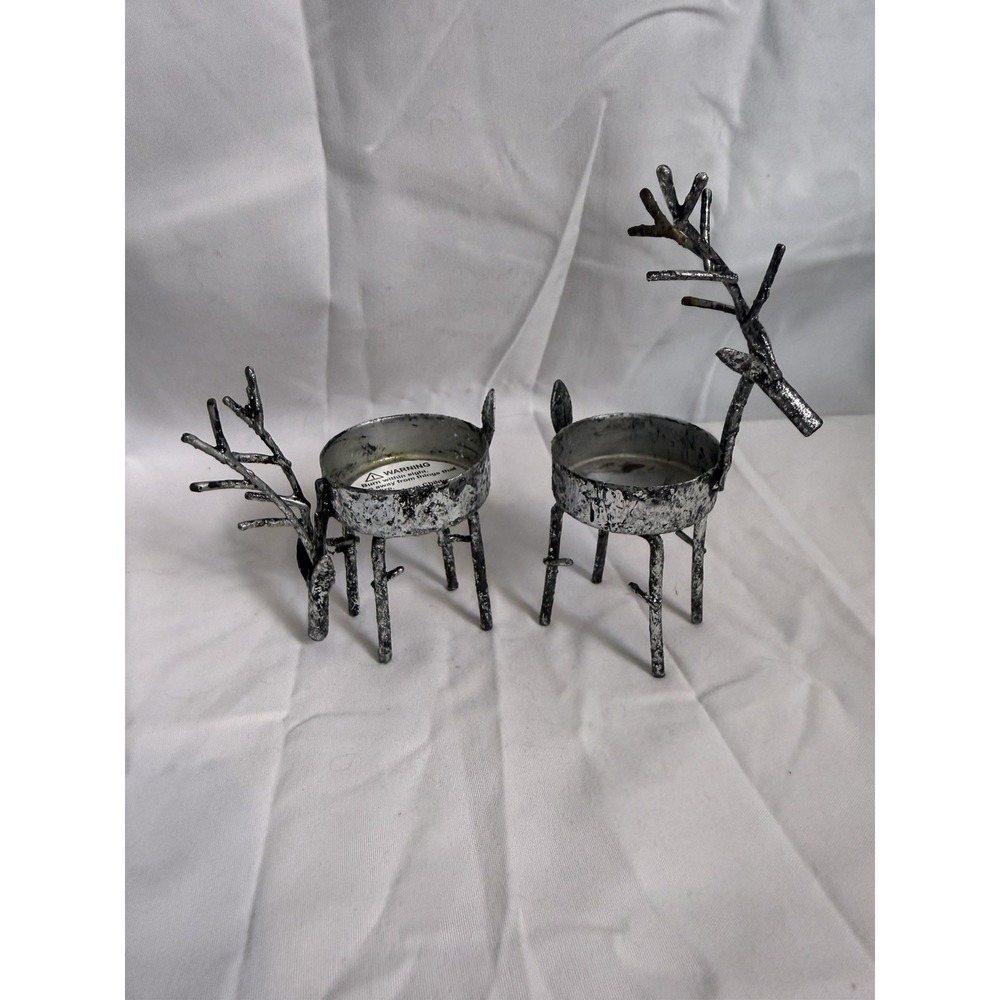 Sur La Table Standing Metal Reindeer Tea Light holders Set Of Two